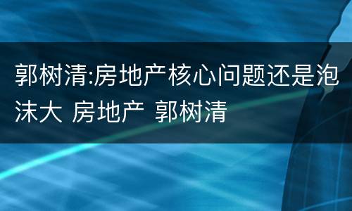 郭树清:房地产核心问题还是泡沫大 房地产 郭树清