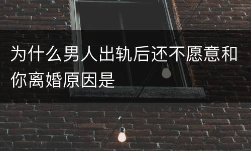 为什么男人出轨后还不愿意和你离婚原因是