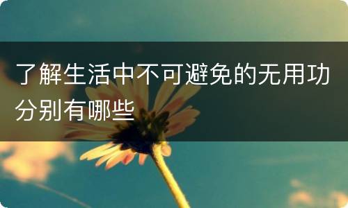 了解生活中不可避免的无用功分别有哪些
