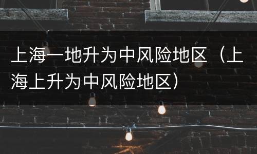 上海一地升为中风险地区（上海上升为中风险地区）