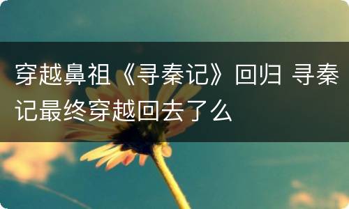 穿越鼻祖《寻秦记》回归 寻秦记最终穿越回去了么