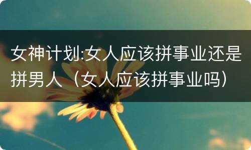 女神计划:女人应该拼事业还是拼男人（女人应该拼事业吗）