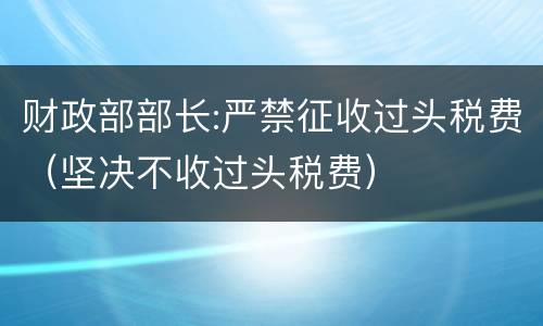 财政部部长:严禁征收过头税费（坚决不收过头税费）