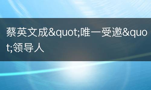 蔡英文成"唯一受邀"领导人