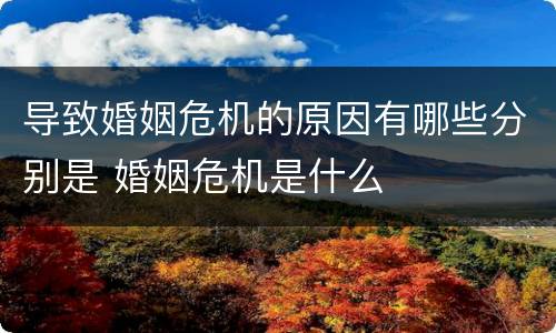 导致婚姻危机的原因有哪些分别是 婚姻危机是什么