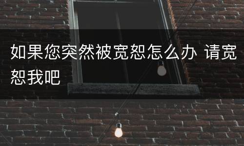 如果您突然被宽恕怎么办 请宽恕我吧