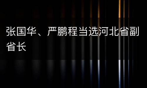 张国华、严鹏程当选河北省副省长