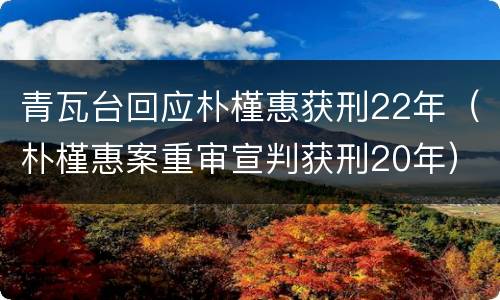 青瓦台回应朴槿惠获刑22年（朴槿惠案重审宣判获刑20年）