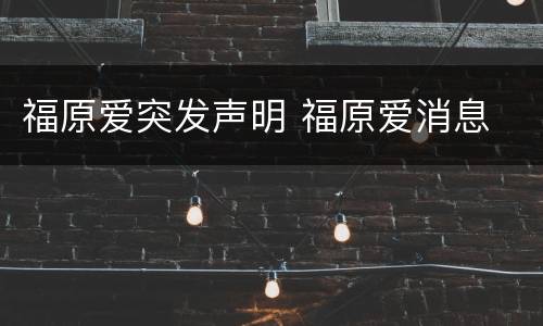 福原爱突发声明 福原爱消息