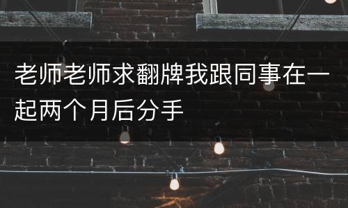 老师老师求翻牌我跟同事在一起两个月后分手