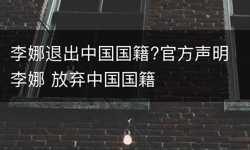 李娜退出中国国籍?官方声明 李娜 放弃中国国籍