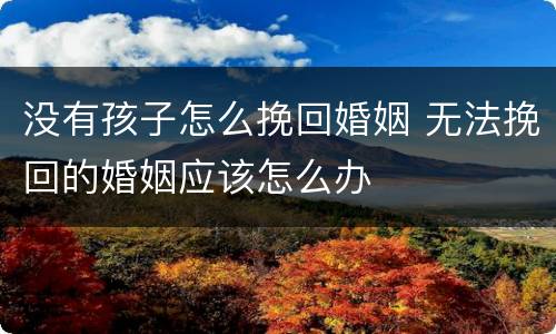 没有孩子怎么挽回婚姻 无法挽回的婚姻应该怎么办