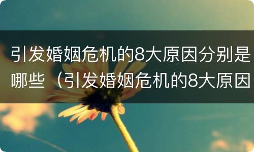 引发婚姻危机的8大原因分别是哪些（引发婚姻危机的8大原因分别是哪些呢）