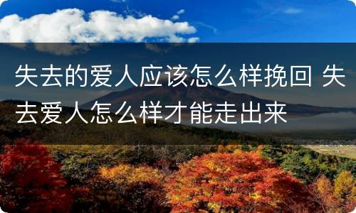 失去的爱人应该怎么样挽回 失去爱人怎么样才能走出来
