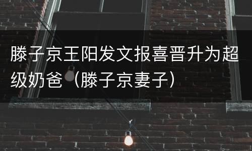 滕子京王阳发文报喜晋升为超级奶爸（滕子京妻子）