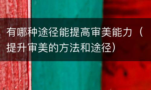 有哪种途径能提高审美能力（提升审美的方法和途径）