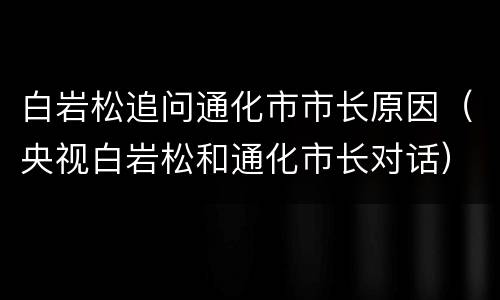 白岩松追问通化市市长原因（央视白岩松和通化市长对话）