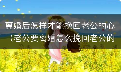 离婚后怎样才能挽回老公的心（老公要离婚怎么挽回老公的心）