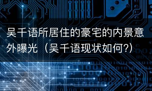 吴千语所居住的豪宅的内景意外曝光（吴千语现状如何?）
