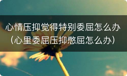 心情压抑觉得特别委屈怎么办（心里委屈压抑憋屈怎么办）