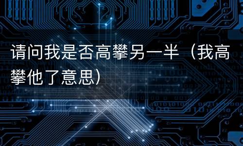请问我是否高攀另一半（我高攀他了意思）