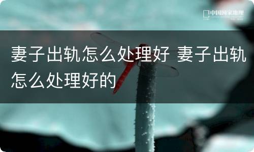 妻子出轨怎么处理好 妻子出轨怎么处理好的