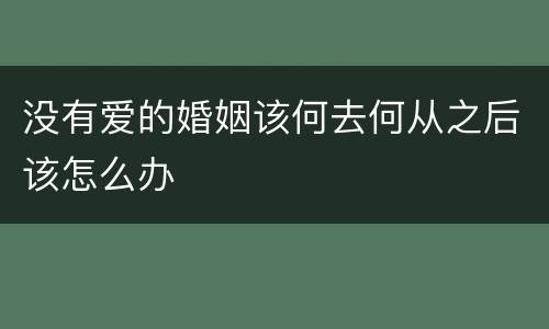 没有爱的婚姻该何去何从之后该怎么办