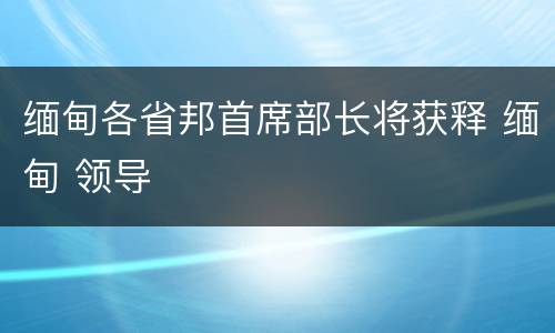缅甸各省邦首席部长将获释 缅甸 领导