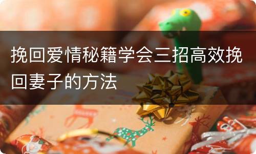 挽回爱情秘籍学会三招高效挽回妻子的方法