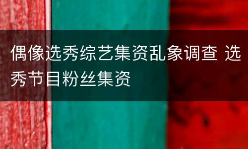 偶像选秀综艺集资乱象调查 选秀节目粉丝集资