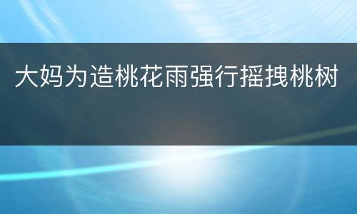 大妈为造桃花雨强行摇拽桃树