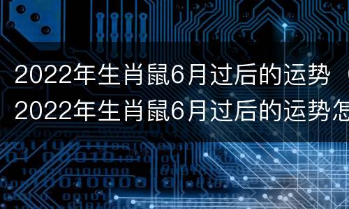 2022年生肖鼠6月过后的运势（2022年生肖鼠6月过后的运势怎么样）