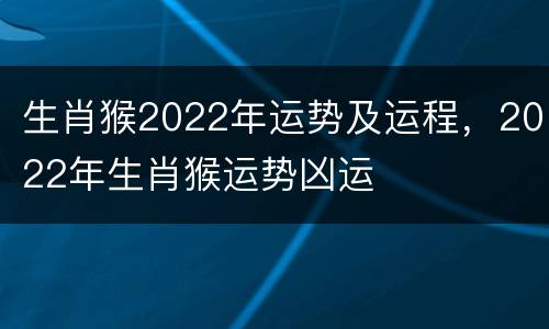 生肖猴2022年运势及运程，2022年生肖猴运势凶运