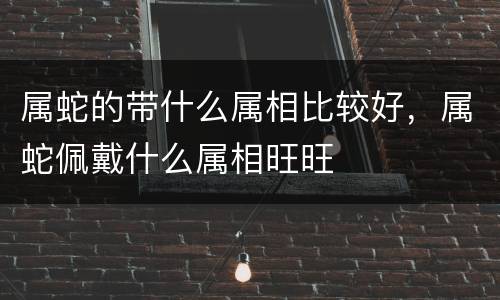 属蛇的带什么属相比较好，属蛇佩戴什么属相旺旺