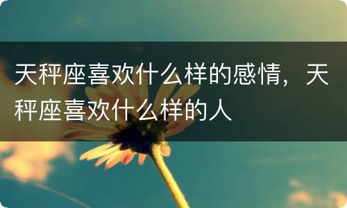 天秤座喜欢什么样的感情，天秤座喜欢什么样的人