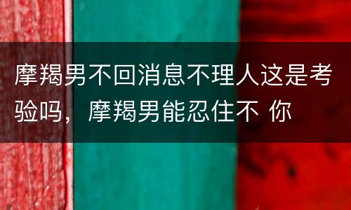 摩羯男不回消息不理人这是考验吗，摩羯男能忍住不 你