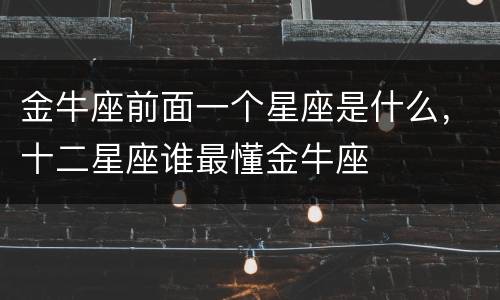 金牛座前面一个星座是什么，十二星座谁最懂金牛座