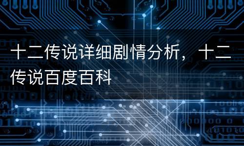 十二传说详细剧情分析，十二传说百度百科