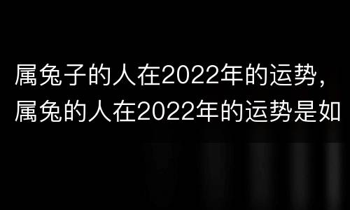 属兔子的人在2022年的运势，属兔的人在2022年的运势是如何