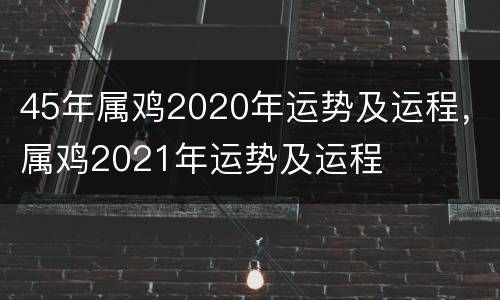 45年属鸡2020年运势及运程，属鸡2021年运势及运程