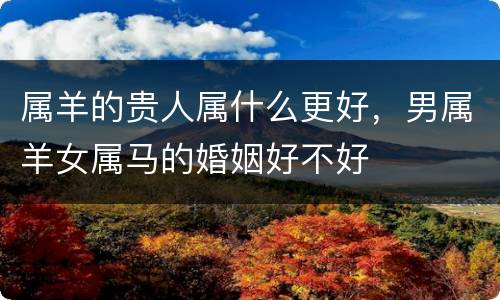 属羊的贵人属什么更好，男属羊女属马的婚姻好不好