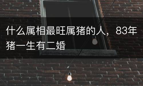 什么属相最旺属猪的人，83年猪一生有二婚