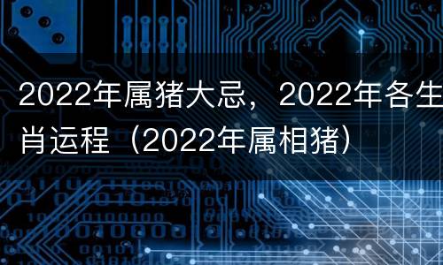 2022年属猪大忌，2022年各生肖运程（2022年属相猪）
