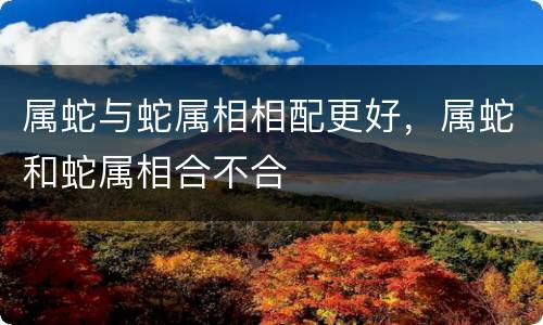 属蛇与蛇属相相配更好，属蛇和蛇属相合不合