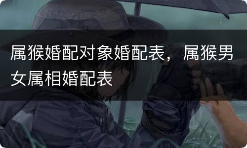 属猴婚配对象婚配表，属猴男女属相婚配表