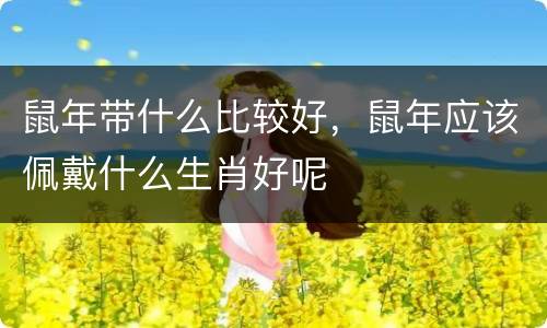 鼠年带什么比较好，鼠年应该佩戴什么生肖好呢
