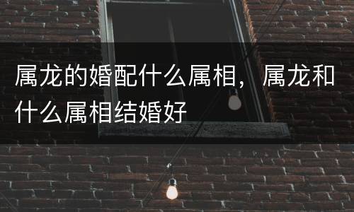 属龙的婚配什么属相，属龙和什么属相结婚好