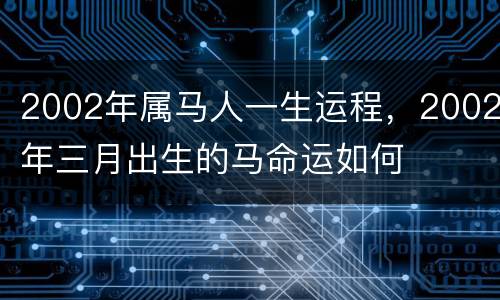 2002年属马人一生运程，2002年三月出生的马命运如何