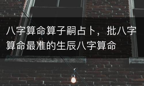 八字算命算子嗣占卜，批八字算命最准的生辰八字算命