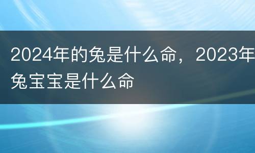 2024年的兔是什么命，2023年兔宝宝是什么命